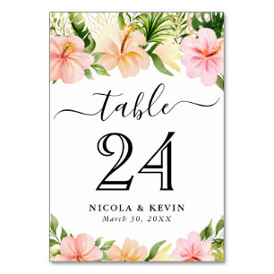 Numeração De Mesa Flores Tropicais Casamento Aquarela