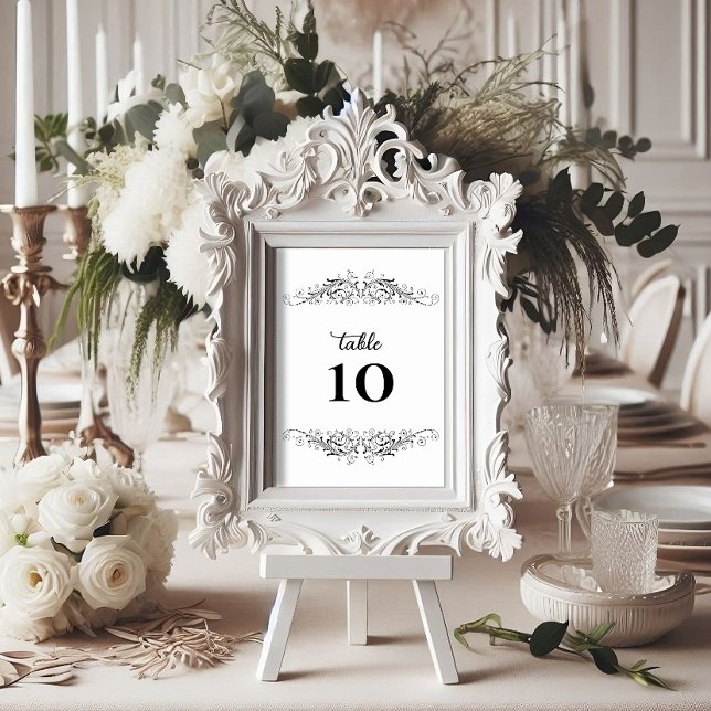Numeração De Mesa Florescer Elegância Preto e Branco (Criador carregado)