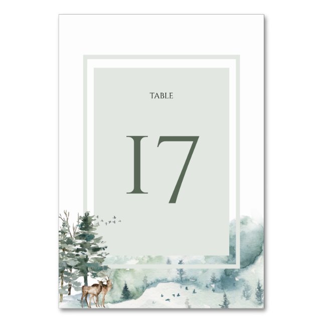 Numeração De Mesa Floresta Florestal de Aquarela (Frente)