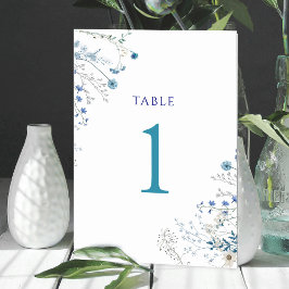 Numeração De Mesa Fluxos silvestres de cor aquosa azul Quadro Número