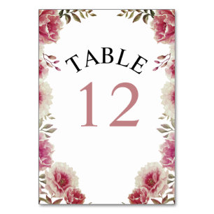 Numeração De Mesa Fogueiras de rosa de poeira, flores e folhas de ca