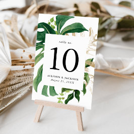 Numeração De Mesa Folgas tropicais modernas Douradas personalizadas