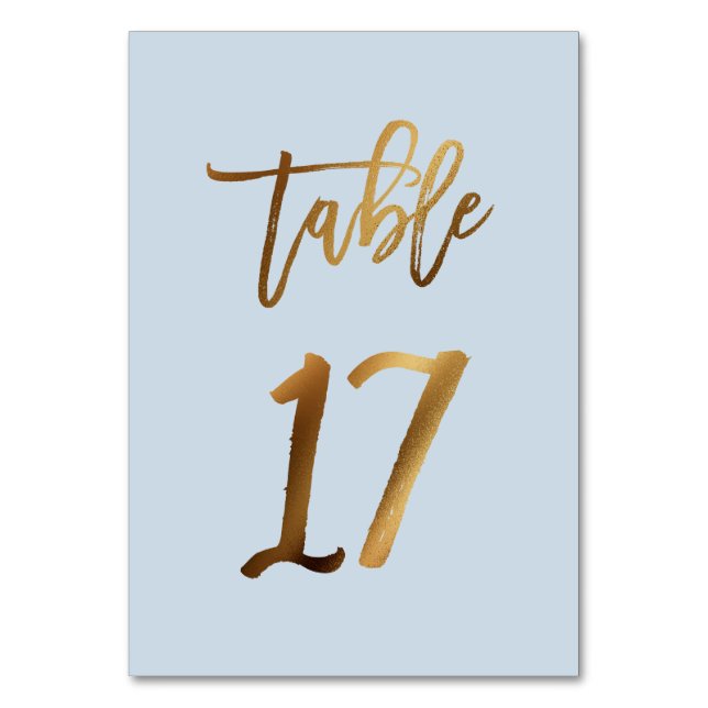 Numeração De Mesa Folha de ouro poeirenta azul mesa de casamento núm (Frente)
