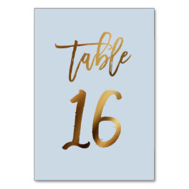 Numeração De Mesa Folha de ouro poeirenta azul mesa de casamento núm