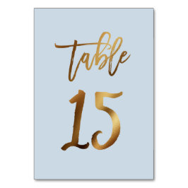 Numeração De Mesa Folha de ouro poeirenta azul mesa de casamento núm