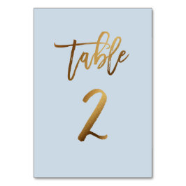 Numeração De Mesa Folha de ouro poeirenta azul mesa de casamento núm