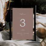 Numeração De Mesa Folha mínima | Número de Tabela de Casamento Neutr<br><div class="desc">Este número mínimo de mesa de casamento neutra é perfeito para um casamento de boho. A design apresenta uma simples silhueta verde de folha em tom natural de terra, com estilo minimalista da boêmia do deserto. A placa impressão na frente e atrás (lado duplo). Os itens são impressos exatamente como...</div>