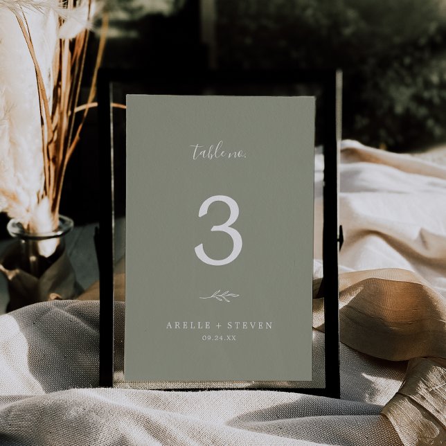Numeração De Mesa Folha mínima | Sage Green Wedding Table Number (Criador carregado)