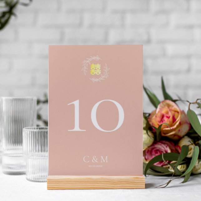 Numeração De Mesa Folha rosa poeirenta do Boho do casamento chinês m (Criador carregado)