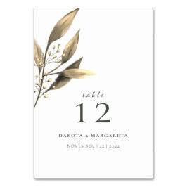 Numeração De Mesa Folha rústica dourada em aquarela elegante