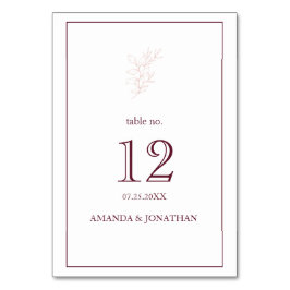 Numeração De Mesa Folha simples, branca e rosa, limpa | Casamento Mo