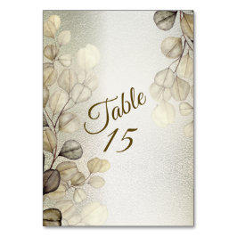 Numeração De Mesa Folhagem de Eucalipto Dourado em Aquarela Casament