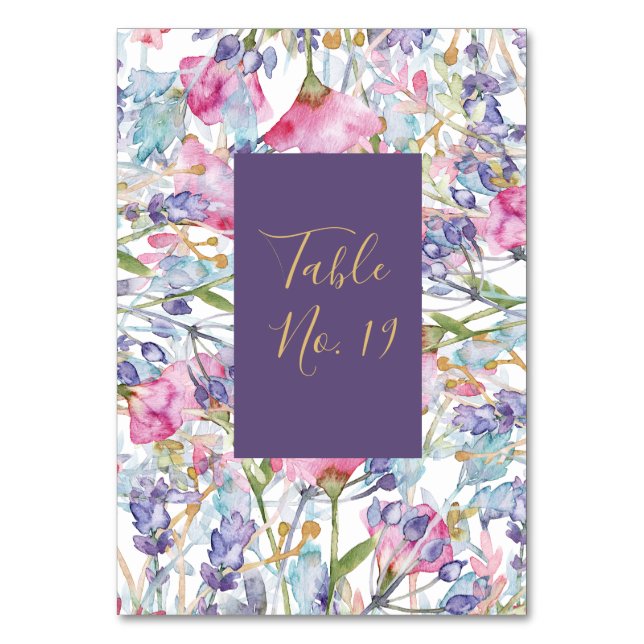 Numeração De Mesa Folhagem de lavanda de flor silvestre (Frente)