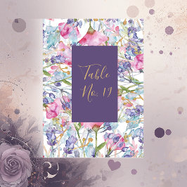 Numeração De Mesa Folhagem de lavanda de flor silvestre