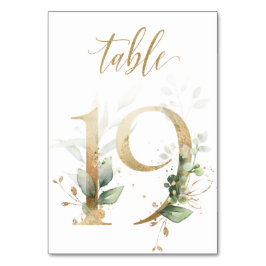 Numeração De Mesa Folhagem verde e dourada, Mesa 19, Número da Mesa