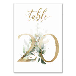 Numeração De Mesa Folhagem verde e dourada, Mesa 20, Número da Mesa