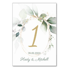 Numeração De Mesa Folhagem verde e dourada, Número da Mesa de Casame