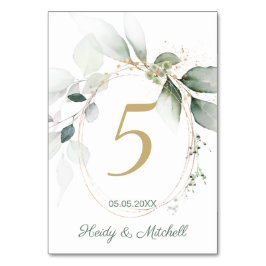 Numeração De Mesa Folhagem verde e dourada, Número da Mesa de Casame