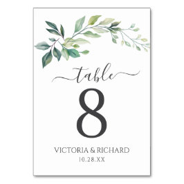 Numeração De Mesa Folhas de Eucalipto Verde Moderno Aquarela