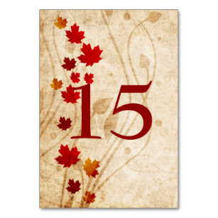Numeração De Mesa Folhas de outono, números de mesas de casamento rú