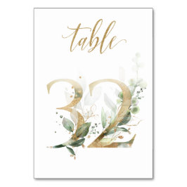 Numeração De Mesa Folhas Douradas Verde Mesa 32, Número da Mesa