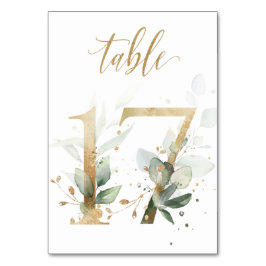 Numeração De Mesa Folhas Douradas Verdes Mesa 17, Número da Mesa