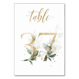 Numeração De Mesa Folhas Douradas Verdes Mesa 37, Número da Mesa