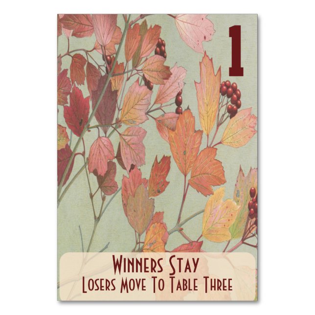Numeração De Mesa Folhas e Berries Bunco #1 (Frente)