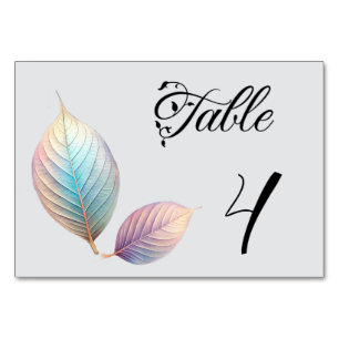 Numeração De Mesa Folhas Iridescentes Pastel Casamento Sonho Pastéis