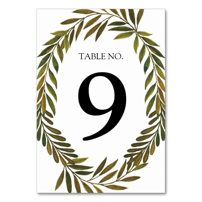 Numeração De Mesa Folhas pintadas à mão Número da Tabela (Frente)