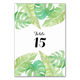 Numeração De Mesa Folhas tropicais em aquarela