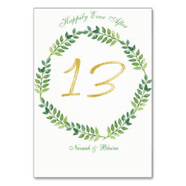 Numeração De Mesa Folhas verdes românticas - mesa de casamento13 ane