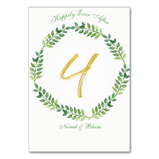 Numeração De Mesa Folhas Verdes Românticas - mesa de casamento - 1 a