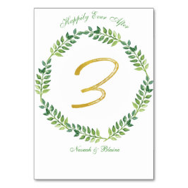 Numeração De Mesa Folhas Verdes Românticas - mesa de casamento - 3 a