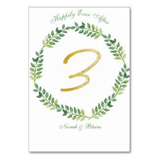 Numeração De Mesa Folhas Verdes Românticas - mesa de casamento - 3 a