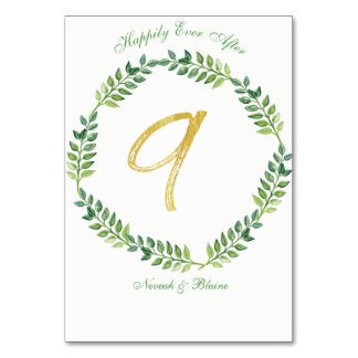 Numeração De Mesa Folhas Verdes Românticas - mesa de Casamento 9 ane