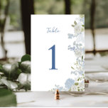 Numeração De Mesa Folheto Azul Suave Manuscrito<br><div class="desc">Número floral romântico e delicado de cor azul-d-água com escrita manual.</div>