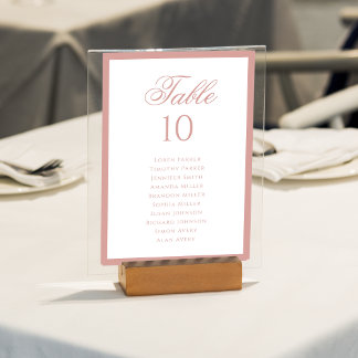 Numeração De Mesa Formal Classic Dusty Rose Wedding Seating Chart