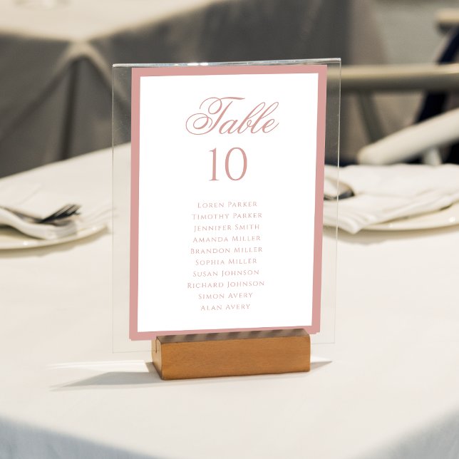 Numeração De Mesa Formal Classic Dusty Rose Wedding Seating Chart (Criador carregado)