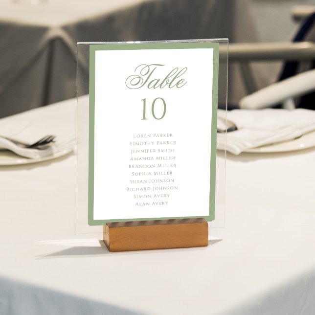 Numeração De Mesa Formal Classic Sage Green Wedding Seating Chart (Criador carregado)