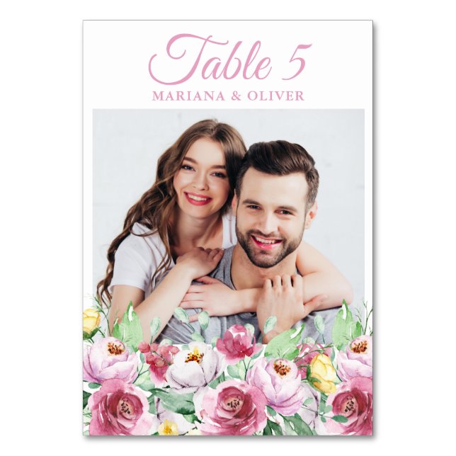 Numeração De Mesa Foto: Casamento Floral Rosa (Frente)