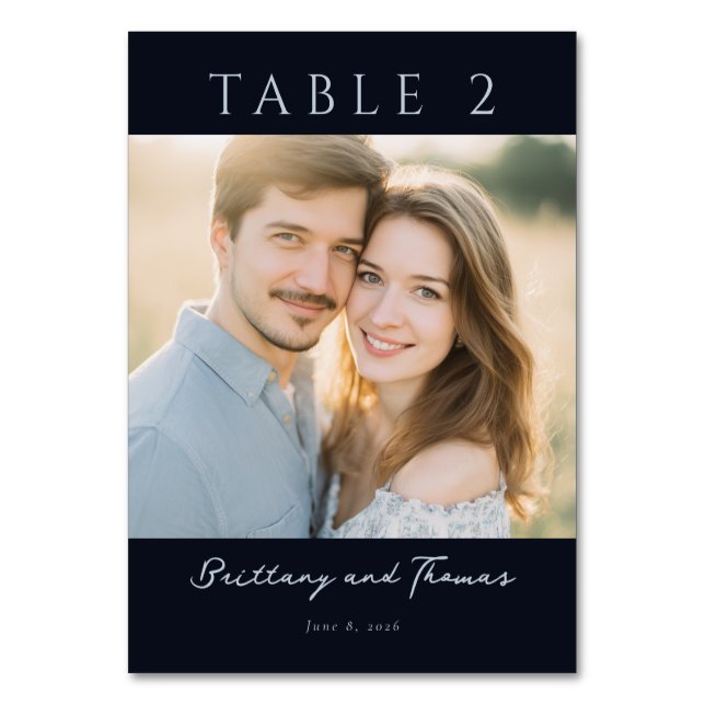 Numeração De Mesa Foto Clássica Romântica Marinho (Frente)