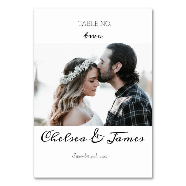 Numeração De Mesa Foto de caligrafia mínima elegante (Frente)