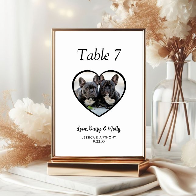 Numeração De Mesa Foto de Cão Simples Preto e Branco Casamento  (Criador carregado)