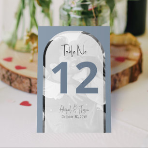 Numeração De Mesa Foto de Casamento Arranjado Minimalista Azul