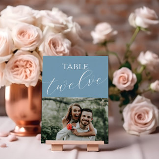 Numeração De Mesa Foto de Casamento Azul Dusty