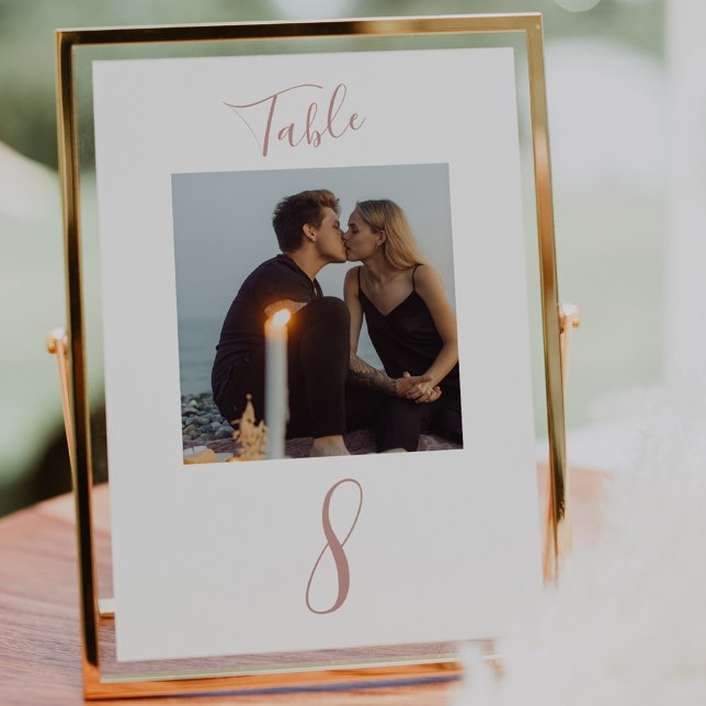 Numeração De Mesa Foto de casamento com letra manuscrita moderna (Criador carregado)