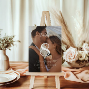 Numeração De Mesa Foto de Casamento de Caligrafia Clássica Elegante