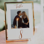 Numeração De Mesa Foto de Casamento de Script Manuscrito Rust<br><div class="desc">Um elegante e moderno roteiro de caligrafia manuscrito em uma cor ferrugem com foto faz disso um excelente aditamento e manutenção na sua mesa de casamento. Personalize facilmente a sua fotografia e o(s) número(s) escolhido(s).</div>