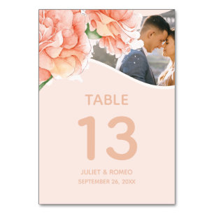 Numeração De Mesa Foto de Casamento Floral Moderno